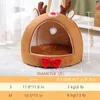 1pc noël wapiti forme conception maison pour animaux de compagnie lit chaud chat grotte pour chats d'intérieur petits chiens