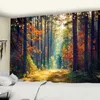 Tapisseries personnalisable tenture murale couvre-lit décor à la maison ensoleillé belle forêt Nature paysage tapisserie R230710