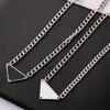 famous brandMens Womens fashion Luxury Designer Necklace Chain Fashion Jewelry Black White P Triangle Pendant Design Party Silver Hip Hop Punk 925