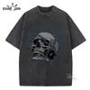 T-shirts voor heren Make Or Break Skull Classic Print Washed Shirt Cotton Dames en heren T-shirt Korte mouw Vintage Tees Zomerkleding Heren