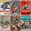 Affiche de motocross personnalisée Vintage Motorcycle Metal Signs Isle of Man Tin Sign Rero Wall Decor pour Garage Club Man Cave Cadeau pour les amateurs de moto w01