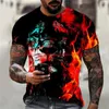 Erkek Tişörtleri Alev Tiger 3D Baskı Yaz T-Shirt Kısa Kollu Giysiler Vintage Kadın Stil Tee Tişört O Neck Street Tees