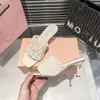 High Heel Sandal Slippers Leather Top Indoor and Outdoor Beach Shoes 2023 new fashion summer shoes Lady Casual kitten heel size 35-45 letter printed slippers