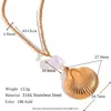 Necklace Earrings Set 316L Stainless Steel Natural Freshwater Pearl Shell Pendant Women High-quality Waterproof Jewelry