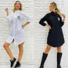 Designer tenue femme lettre imprime chemise robe femmes mode revers cou manches longues courtes mini robes blanc noir pyjama bateau libre