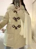 Autumn and winter women's hooded fur collar down coat, zipper and horn button design, double windproof warm, simple and stylish version.