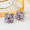 Les boucles d'oreilles en cristal violet version coréenne sont légères et luxueuses. Printemps Été New Highend Unique Square 230630