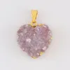 Pendant Necklaces 5PCS Heart Natural Druzy Stone Colorful Crystal Charm For Jewelry Making DIY Necklace Women Fashion Gifts Wholesale