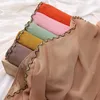 Roupas étnicas mulheres chiffon cachecol com onda ouro rendas turbante xale muçulmano hijab flores longo árabe islâmico cocar