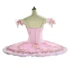 Kinder Rosa Pfannkuchen Tutu Rosa Ballett Tutu mit niedlichen Blumen Professionelle Ballettkostüme Klassisches Ballettkleid für Mädchen perfor301Q