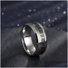 Band Rings Men Music Piano Keyboard Ring Stainless Steel Rotatable Spinner For Man Boyfriend Gifts Sier Tone Drop Delivery Jewelry Dhdzn