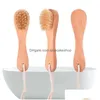 Cepillos de baño Esponjas Depuradores Cepillo facial de cerdas de jabalí para Mujeres Hombres Cepillos ovalados Mas Mango de madera Fino natural con colgante Rop Dhodo