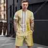 Survêtements pour hommes 2023Summer Man Survêtement Hommes Casual T-shirt à manches courtes Shorts Deux pièces Ensemble 3D Stripe Printing Fashion Streetwear Vêtements 230711