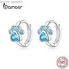 Charm Bamoer Genuine 925 Sterling Silver Pet Footprint Stud Earrings Suitable for Women Plating White Gold and Silver Jewelry SCE670 Z230712