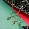 Pendant Necklaces Drip Colorf Christmas Tree Earrings Necklace Jewelry Set Women Girl Gift Drop Delivery Pendants Dhskr