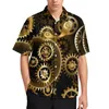 Camisas casuais masculinas Steampun Clock Blusas masculinas com estampa de chave de esqueleto havaiana de manga curta gráfica divertida camisa de praia superdimensionada ideia para presente