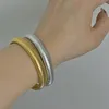 Armring FLASHBUY Tjock Chunky Elastisk kedja Armband i rostfritt stål för kvinnor Statement Guldfärg Vattentäta modesmycken