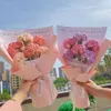 Fiori secchi 10 pezzi di filati di fiori lavorati a mano all'uncinetto Dianthus caryophyllus bouquet tessuto fai da te decorazione regalo festa della mamma decorazione a mano 230711