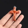 Pendant Necklaces 1Pcs Random Natural Stone Agates/Turquoise Cross-Shaped For Jewelry Making DIY Necklace Bracelet Accessories