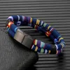 MKENDN Bracciale in corda impermeabile da surfista in acciaio inossidabile nero Uomo Donna Tessuto fatto a mano a doppio strato Design regalo gioielli da spiaggia L230704