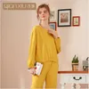 Indumenti da notte da donna 2023 Primavera Autunno Donna Casual Pigiama Set da donna in fibra di bambù Abito in cotone T-shirt a maniche lunghe da donna Pantaloni Vestiti