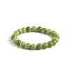 Strand 6-12mm alta calidad Color Natural oliva Jades piedra pulsera hecha a mano elasticidad joyería suave forma redonda cuentas 18cm Sk336