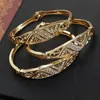 Bangle Vergulde Dubai Gold Bangles Side Open Vrouwen Manchet Armband Crystal Charm Armband Luxe Arabische Bruiloft Sieraden 230711