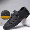 Sandalen Herren Sommer Bequeme Outdoor Atmungsaktive Freizeitschuhe 2023 Strand Flache Business Echtes Leder 230711