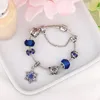 2023 New Trendt Fashion Charm Pendant Bracelet para Pandora Platinum Heart DIY Blue Gemstone Beaded Snowflake Pendant Lady Bracelet con caja original para mujer