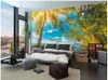 Fonds d'écran 3d chambre Wallpaer personnalisé Po le paysage méditerranéen de palmiers décor à la maison peintures murales papier peint pour murs 3 D