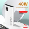 40W charge rapide 20000 mAh Power Bank chargeur portable affichage numérique batterie externe lampe de poche pour iPhone Samsung powerbank L230712