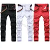 Men Ripped Jeans White Red Black Stretch Slim Fit Spring Autumn Denim Pants Distressed Hip Hop Streetwear Biker Jeans Pants purple jeans 29-42