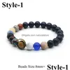 Perlé Huit Planètes Bracelet Brins Pierre Naturelle Univers Système Solaire Yoga Bracelets Pour Hommes Femmes Bijoux Drop Delivery Dhqai