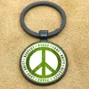 Anahtarlık Anti-Nükleer Savaş Logosu Ana Zinciri Uluslararası Barış Günü Anahtarlık Karşı ve Uzun Halka Cam Cabochon