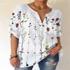 Chemisiers pour femmes Chemises Printemps Eté Vêtements Vintage Chemisier Imprimé Floral Femmes Rétro Lâche Col V Manches 3/4 Dames Chemises Casual Tops Mujer Blusas L230712