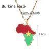 ペンダントネックレスアフリカブルキナファソ地図旗ネックレスゴールドカラーステンレス鋼アフリカジュエリーギフト