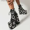 Сапоги платформы готический дизайн Zipper Женщины Super High Block Heels Angle Boots Компоненты мотоциклы Boots Осенняя обувь женщина T230712