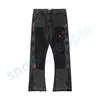 Mens Designers Flared Jeans Hip Hop Spliced Flared Jeans Distressed Ripped Slim Fit Denim Trousers Mans Streetwear Washed Pants Size S-XL