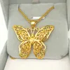 Pendant Necklaces Real 24k Gold Color Golden Butterfly Pendant for Men Bro Women Necklace Oro Puro De 24k Necklaces Chain Wedding Engagement HKD230712