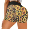 Aktive Shorts, gelber Leopard, hohe Kompressions-Taille, Fitness, Yoga, Heben, Laufen, Drucken, Hüfte, kurz, schwarz, Biker-Damen