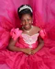 2023 Fuchsia Crystals Flower Girl Dresses Ball Gown Tiers Organza Tutu Lilttle Kids Birthday Pageant Weddding Gowns ZJ518