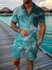 Tute da uomo Estate Uomo Polo a maniche corte Pantaloncini da spiaggia Stampa 3D Colletto con zip Sport Set da 2 pezzi Moda casual di alta qualità