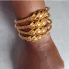 Bangle 4pcs Ethnic Bead Gold Color Dubai Bangles For Women 24K Ball Copper Saudi Arabic Bracelet Girls Africa Bangles Wedding jewelry 230711