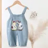 Rompers Baby Boys Denim Overalls Infants Bib Pants Jeans Cartoon Letter Clothes Girls Long Jumpsuits Kids Suspenders JYF 230711