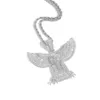 Collier pendentif aigle Hip Hop Topbling Ice Out, bijoux plaqués or véritable 18 carats pour hommes