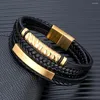 Braccialetti con ciondoli MKENDN Pelle vichinga multistrato in acciaio inossidabile per uomo Braccialetti intrecciati Gioielli punk Accessori Homme