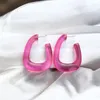 Boucles d'oreilles créoles UJBOX géométrique en forme de U fête de mariage bal accessoire cadeau multicolore vert bleu clair résine pour les femmes