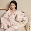 Женская одежда для сна Crlaydk 2023 Spring Loungewear Установите две части Жаккард лук