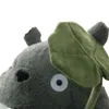 30cm INS Soft Totoro Doll Standing Kawaii Japan Cartoon Figure Grey Cat Plush Toy With Green Leaf Umbrella Kids Present6503565