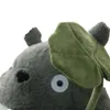 30cm INS Soft Totoro Doll Standing Kawaii Japan Cartoon Figure Grey Cat Plush Toy With Green Leaf Umbrella Kids Present6587204